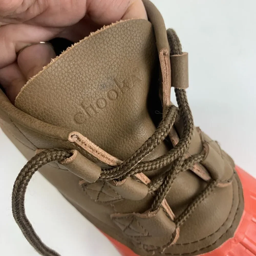 BOGO Chooka Low Duck Boot Tulip Brown Leather Lace Up Ankle Orange Waterproof 7‎